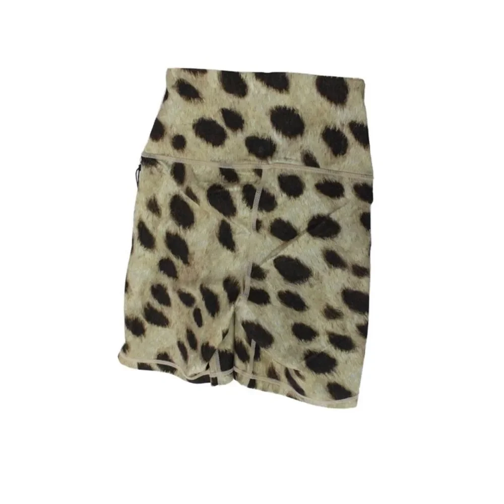 We Wore What Womens High Rise Leopard Print Biker Shorts Brown Size Extra Small